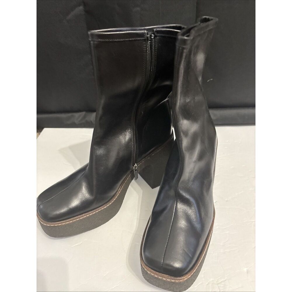 DKNY Womens Black Boots Zipper Square Toe Block Heel Size 10 US 41 EU NEW